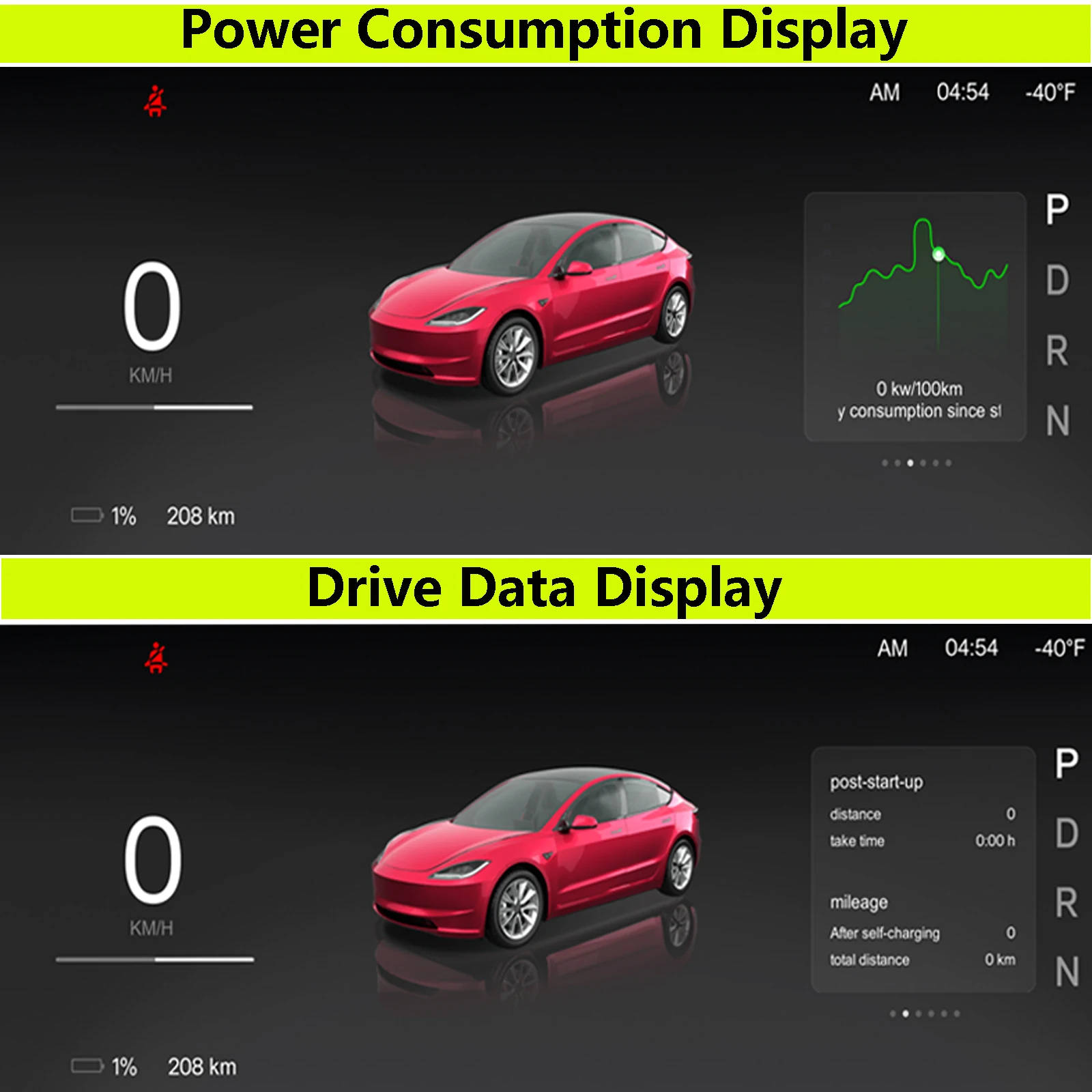 CATRONICS Head Up Display for Tesla Model 3 Highland Model Y Juniper 2025 8.9 Inch Carplay Support Energy Consumption Detection