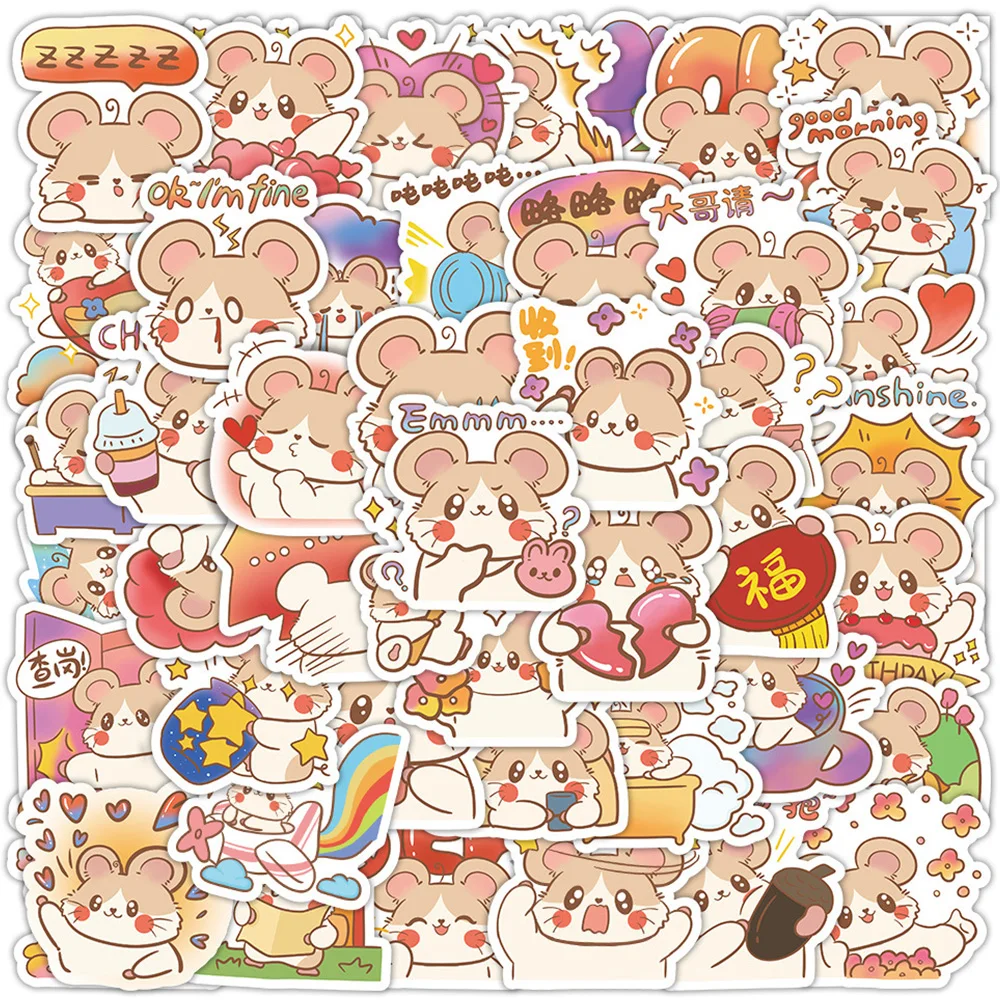 

10/30/60pcs Hamster Animal Stickers Aesthetic Graffiti Skateboard Water Bottle Phone Case Waterproof Cute Kids Sticker Decals