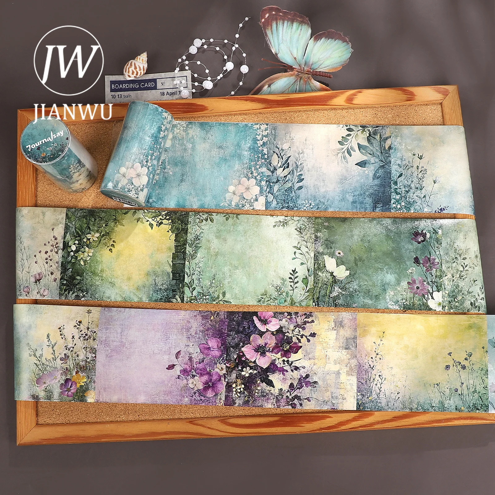JIANWU 80mm*204cm Vintage Plant Flower Landscape Material Collage Scrapbooking Washi Tape Creative DIY Journal Stationery