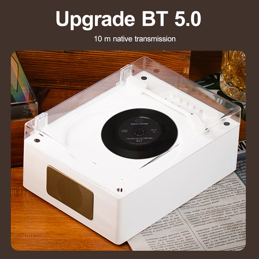 Retro CD Player Rechargeable Wireless Bluetooth Speaker Portable Home Music Player USB 3.5mm AUX Desktop CD Player W/ Remote