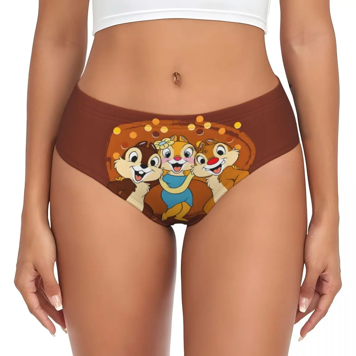 Calcinha retrô feminina personalizada com chip e dale, cueca feminina macia de desenho animado clarice