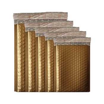 مغلف فقاعي ذهبي غير لامع ، رغوة ألومنيوم سميكة ، مظاريف شحن مبطنة ، تغليف مضاد للماء ، حقيبة توصيل ، عبوة ملابس ، 50 أو