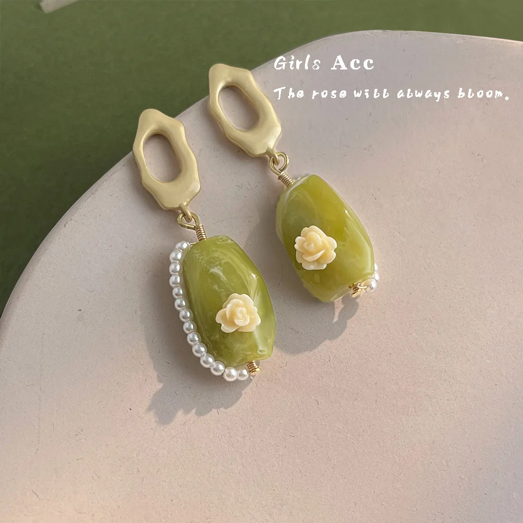 

Green Gradient Earrings Fresh Sweet 2025 Hot Sale Wholesale Fairy Vacation Flower Earrings