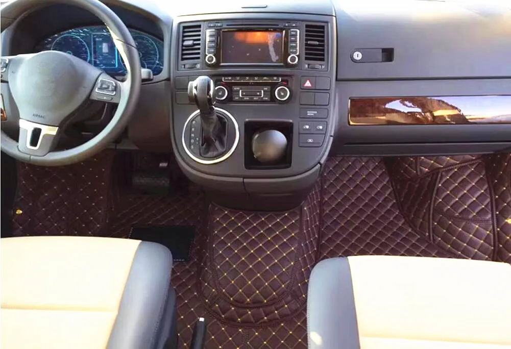 

Хорошее качество! Автомобильные коврики на передних сидений на заказ для Volkswagen Caravelle T5 T6 2021-2003 2, 3-местные водонепроницаемые ковры, коврики