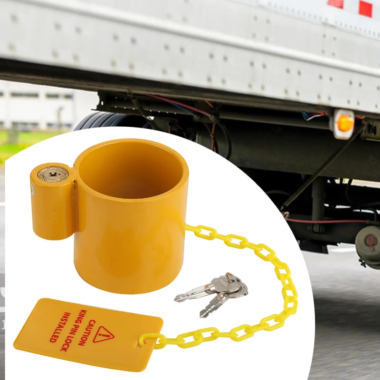 Heavy Duty Coupler Lock Cylindrical Multifunctional Heavy Duty with Yellow Warning Sign Trailer Hitch Lock for Pickup Truck