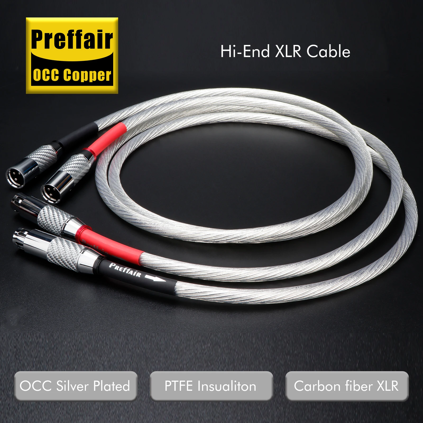 

Кабели Preffair X428XR1802 XLR, полностью симметричные, с разъемами XLR 3Pin (гнездо-штекер) из белого углеродного волокна 24K для усилителей/ЦАП/DVD/микшеров