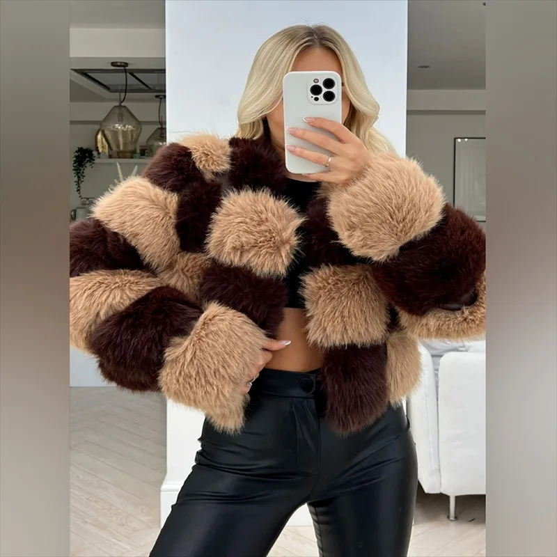 Luxus Frauen Natur fuchs Pelz Kurz mantel mehrfarbig Winter dicke Jacke Oberbekleidung Damen bekleidung Trend neu in Mänteln