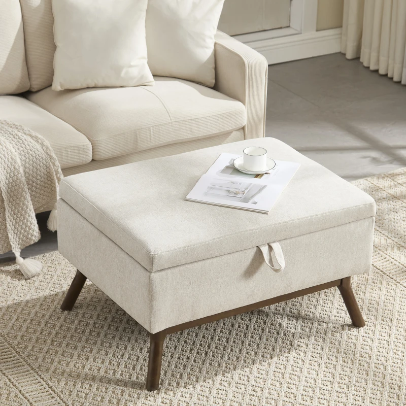 

Assembled Mid Century Modern Square Storage Bench Table Design Suitable For Living Entryway Family Room Doubles As Coffee Table