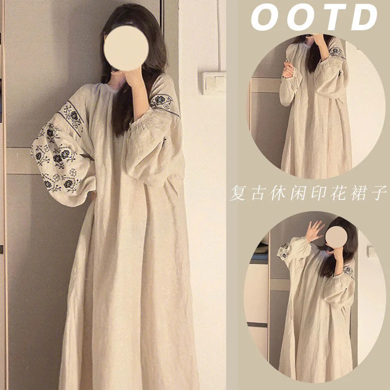 New Ladies Spring Autumn Women Loungewear Long Nightgown Girls Student Loose Robe Soft Comfortable Homewear Woman Casual Teen
