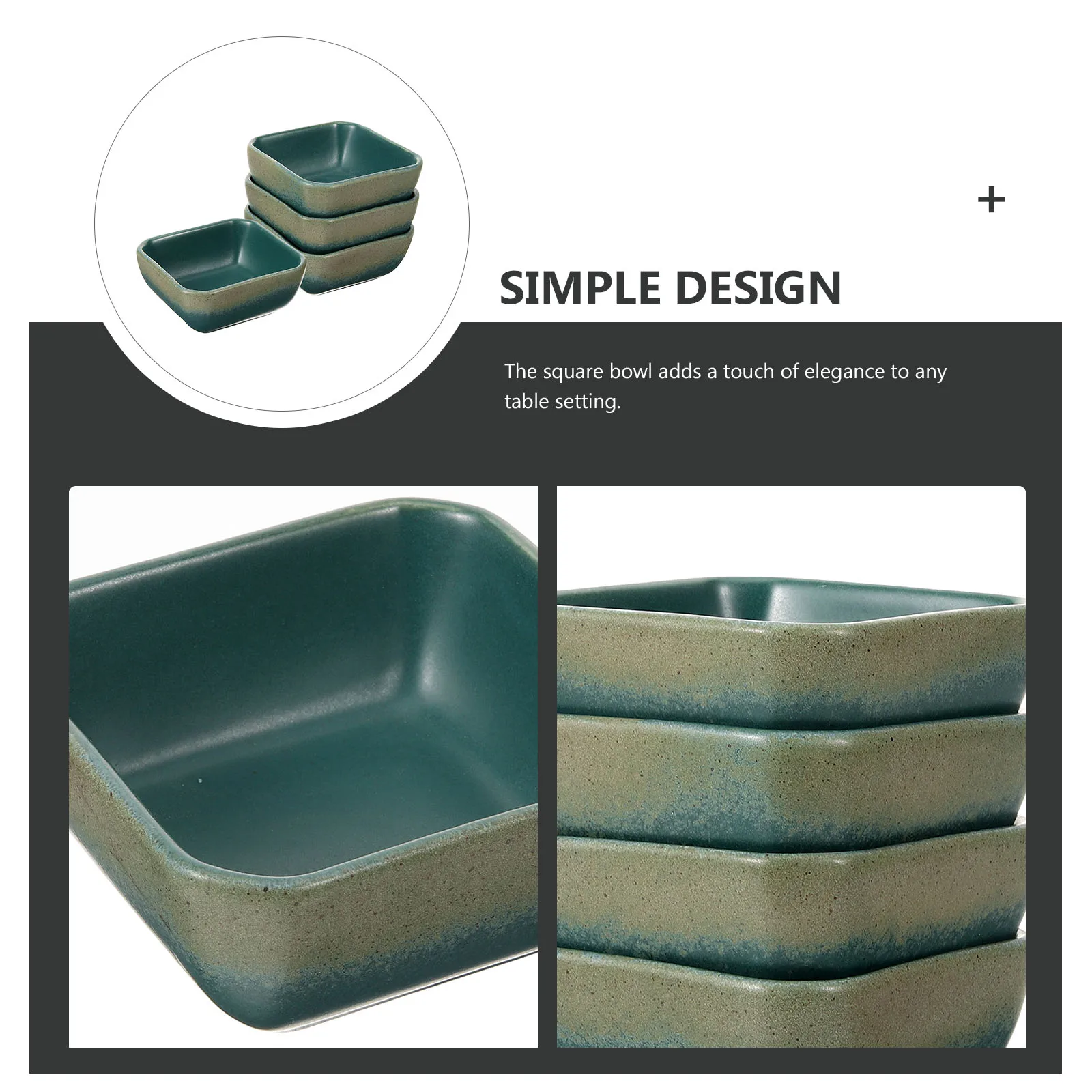

4 Pcs Square Ceramic Bowl Small Dipping Bowls Container Dish Sauce Ceramics Dishes
