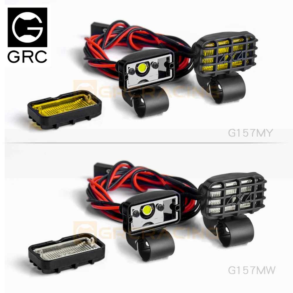 GRC 17mm rectangular spotlights suitable for 1:10/1:8 RC vehicle simulation off-road exploration headlights, yellow fog lights