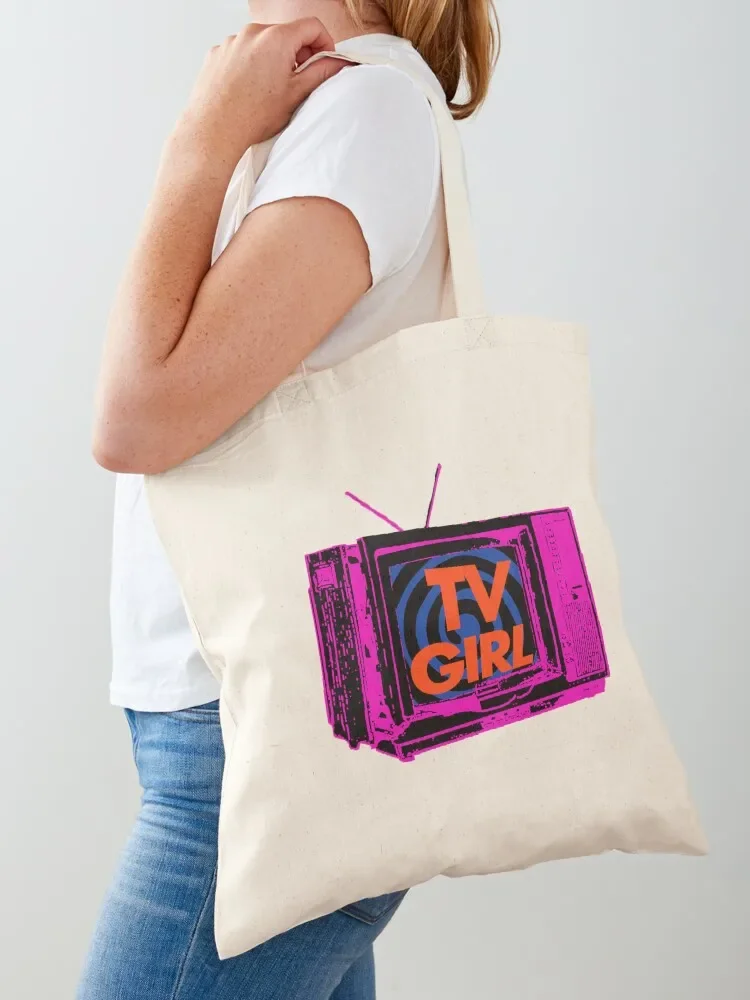 

TV Girl Neon TV Pop Art Design Tote Bag shopper bag women Women's shopping bag tote women tote woman