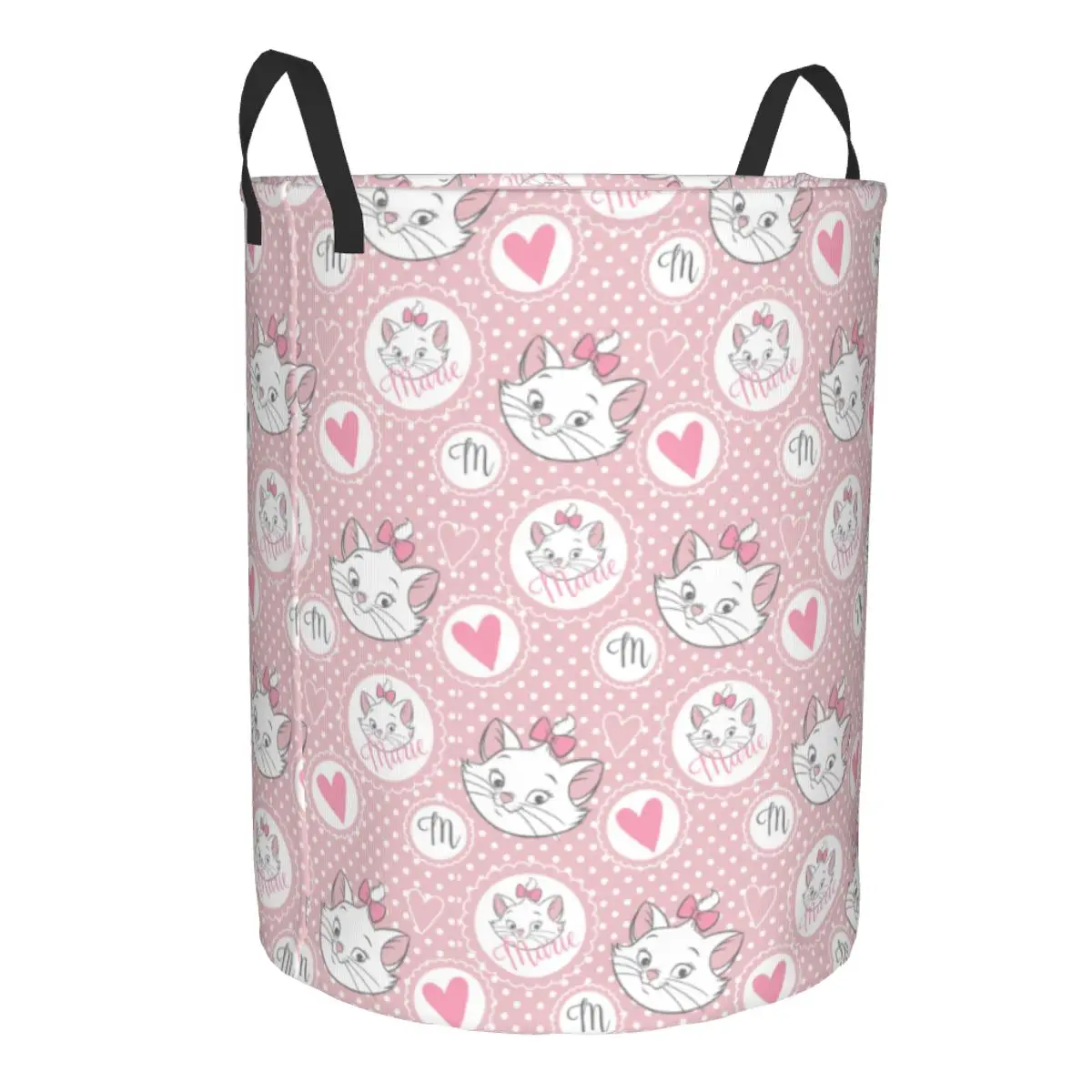 Custom Cute Cat Marie Kitten Cartoon Laundry Basket Collapsible Animals Movies Clothes Hamper for Nursery Kids Toys Storage Bag