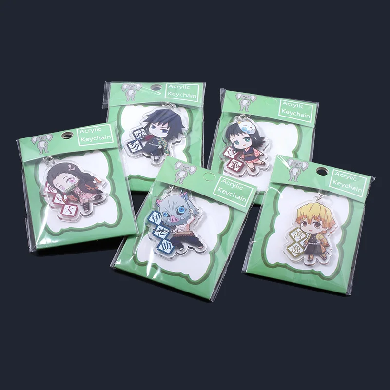 Demônio Slayer Anime Acrílico Keychain, Kimetsu Não Yaiba, Tanjirou, Nezuko, Zenitsu, Rengoku, Kyoujurou Figura Keyring, Jóias, 23pcs por lote