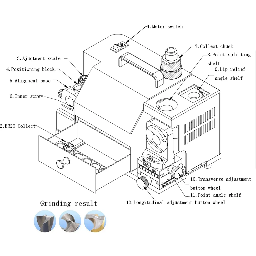 MR-13Q 4-14mm Thin sheet metal drill sharpener multifunctional drill sharpener for grinding thin plate drill