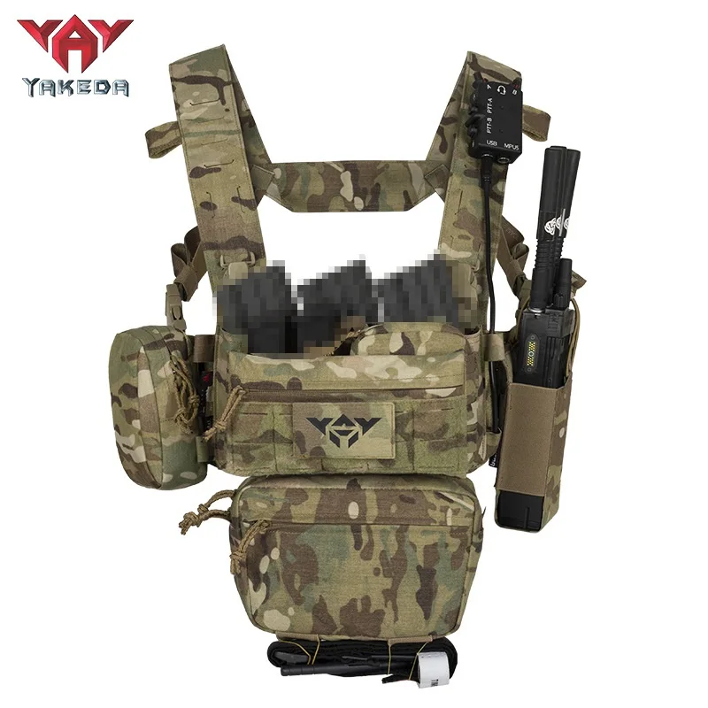 

YAKEDA Tactical Chest Rig with 5.56/7.62 Magazine Pouch Holder Adjustable Detachable Laser-cutting Molle Modular Chest Vest