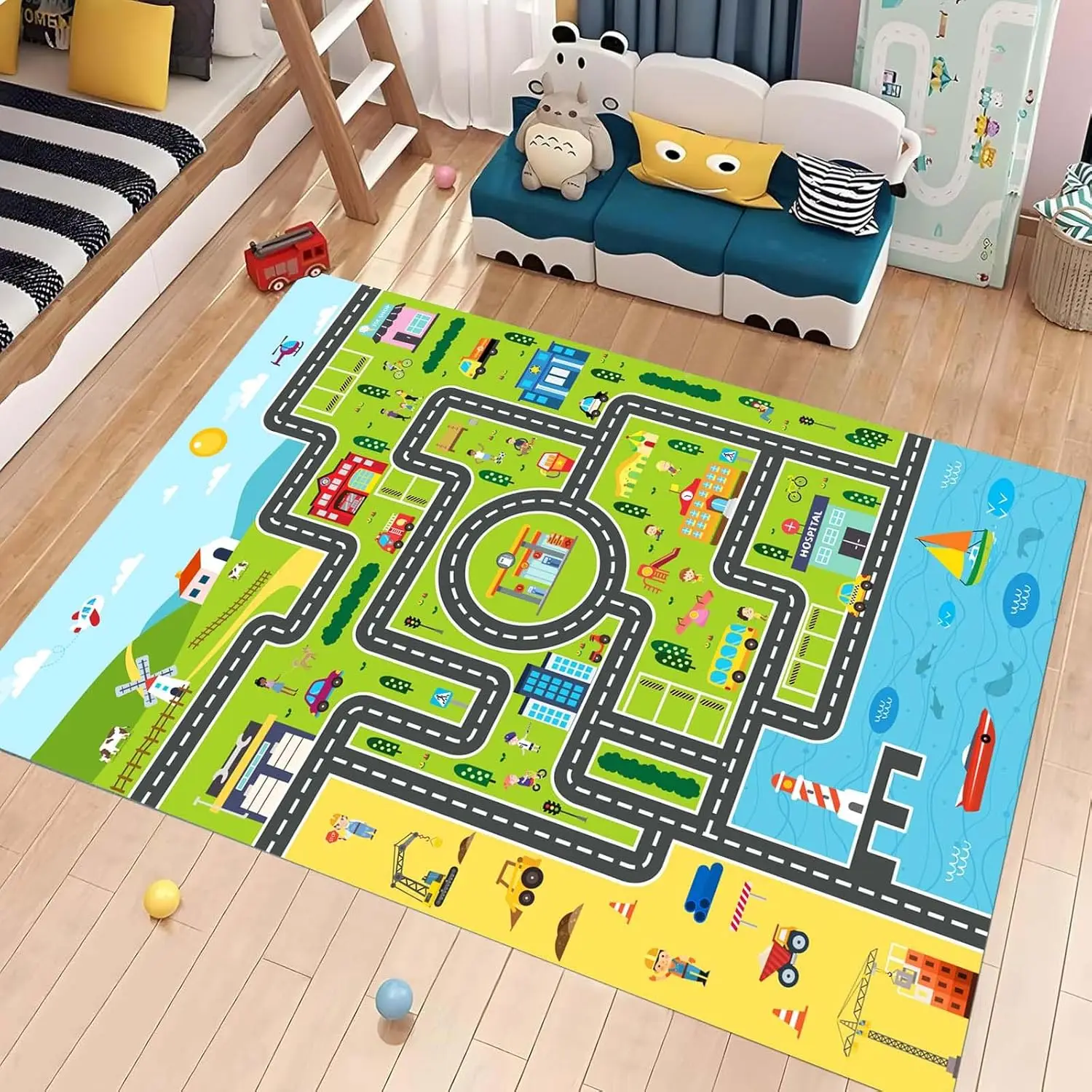 Speelse stad Verkeer Route Tapijt Interactief Tapijt Woonkamer Slaapkamer Tapijt Kind Speelmat Ouder-kind Activiteit Tapijt Kerstcadeaus