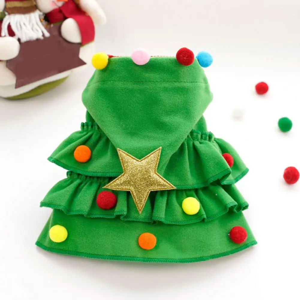 Adjustable Pet Cloak Pet Cloak Festive Pet Christmas Cloak With Plush Ball Star Decor Ruffle Hem Winter Holiday Cape For Dog Cat