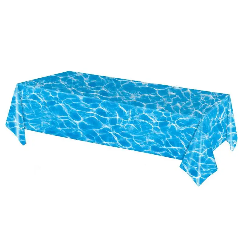 137x274cm Ocean Theme Party Tablecloth Summer Beach Water R ipple Water Wave Tablecloth Beach Pool Birthday Shower Supplies