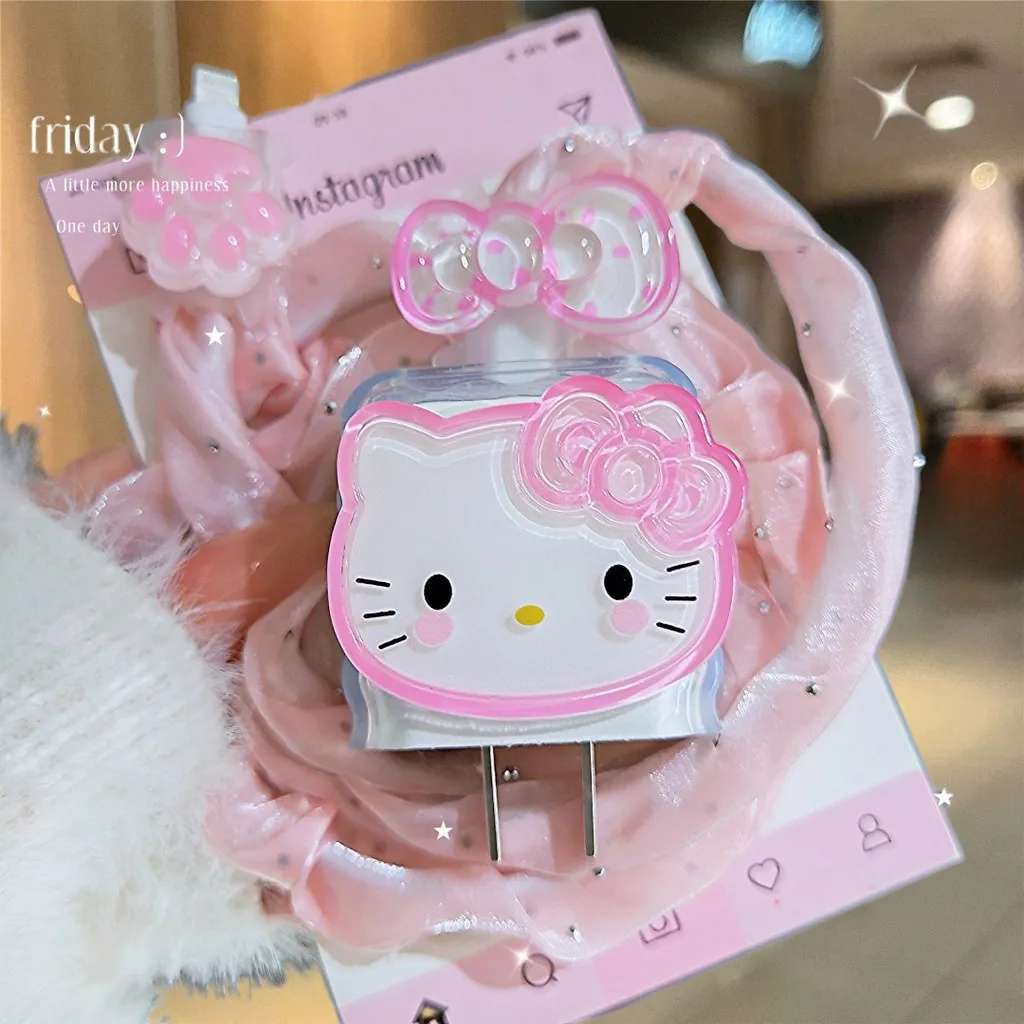 Защитный чехол для кабеля передачи данных KT с милым мультяшным рисунком для IPhone 20 Вт, кавайная аниме, модная сумка для защиты головы с зарядкой