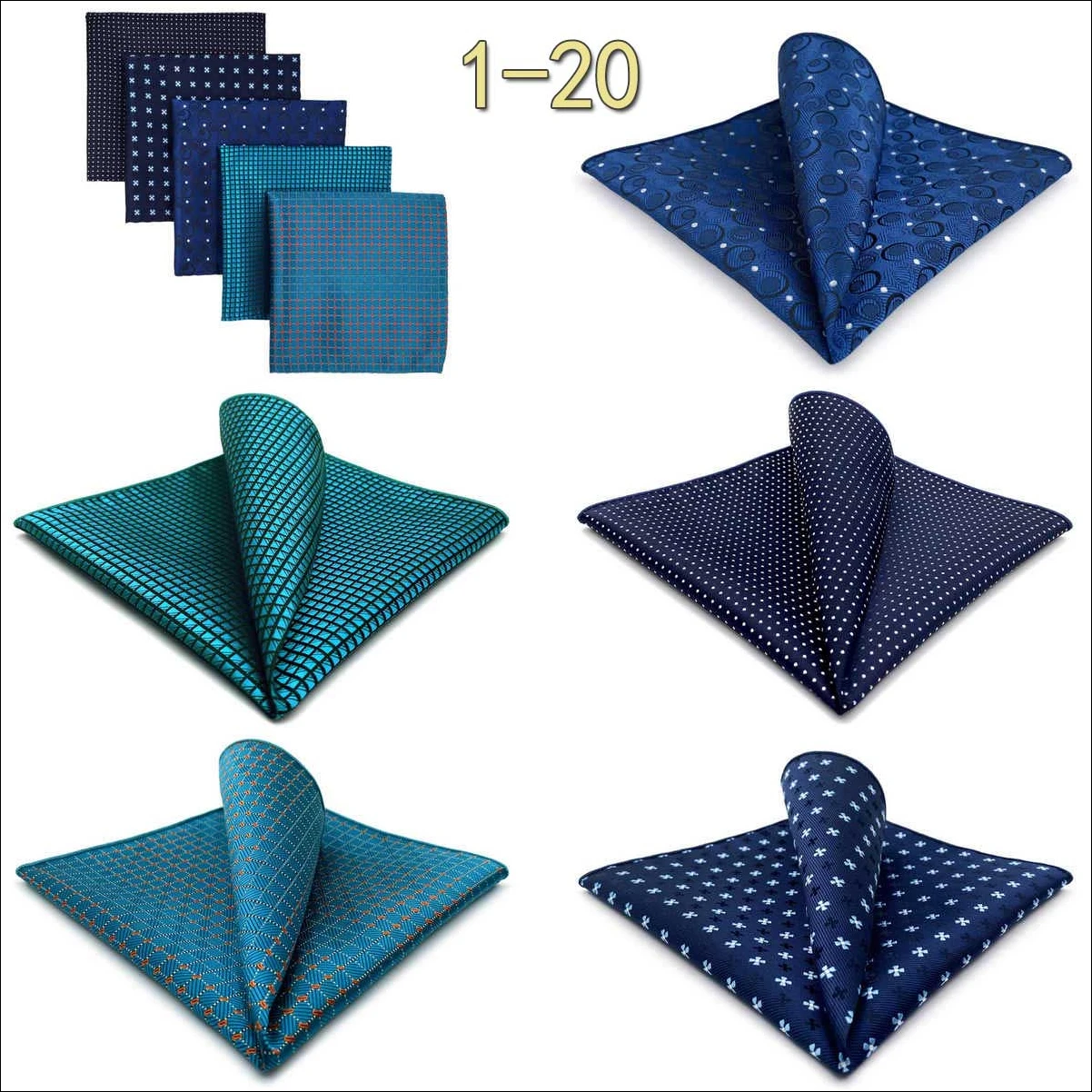 5 PCS Luxury Mens Pocket Square Set Handkerchief Assorted Paisley Floral Print Striped Hanky Suit Gentlemen Wedding Gift Vintage