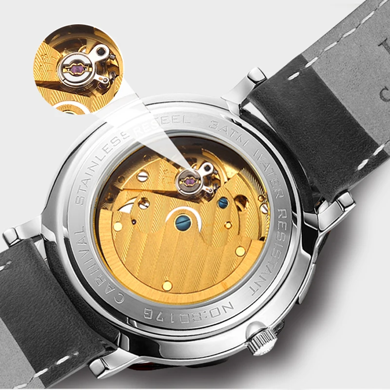 Reloj Mecánico de negocios para Hombre, cronógrafo de pulsera automático, resistente al agua, marca de lujo, Carnaval