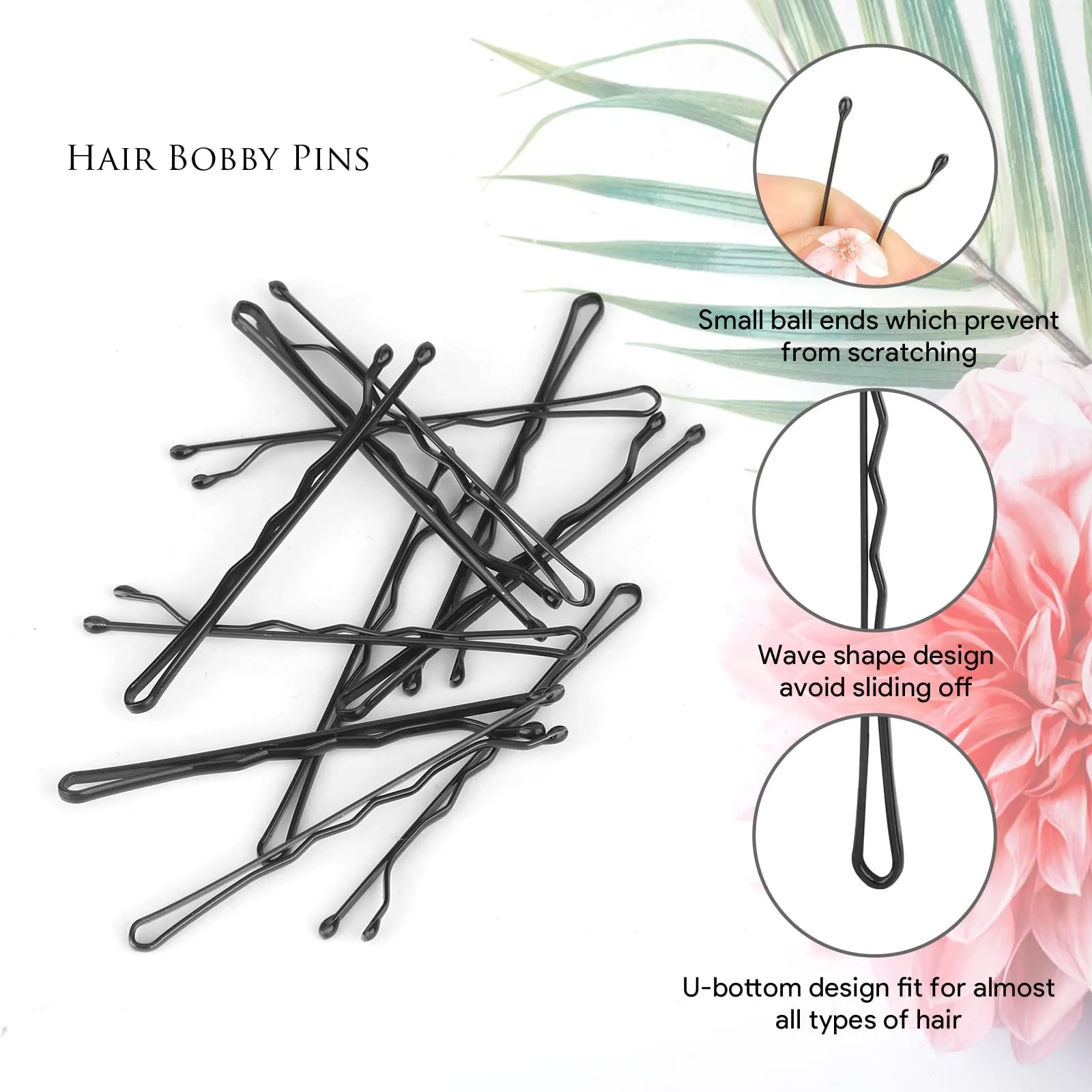 50PCS 2.4 Inches Hair Pins Kit Secure Hold Bobby Pins Clips for Women Girls and Hairdressing Salon (Black)