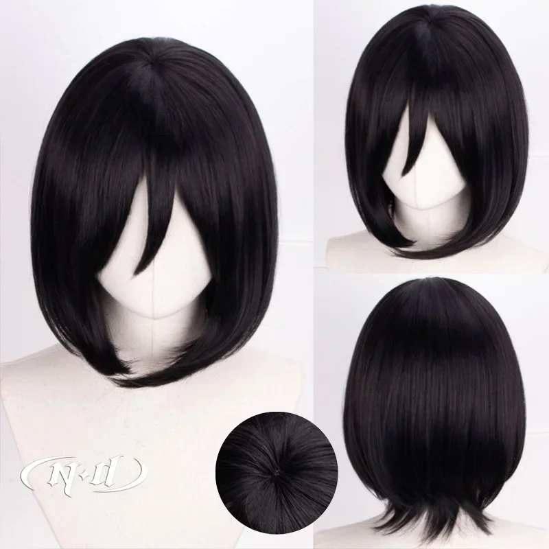 

ND Cosplay Wig Titan Anime Cosplay Black Hair Wig Heat Resistant Synthetic Suitable for Comic Con Coser Party