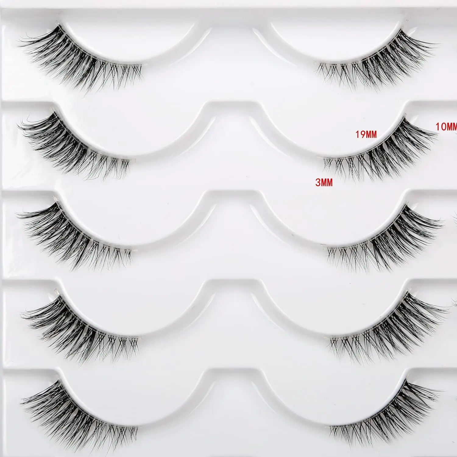 Półsztuczne rzęsy z przezroczystą opaską Wispy Cat Eye Look, Naturalne krótkie rzęsy akcentujące, Sztuczne rzęsy 14 par w opakowaniu