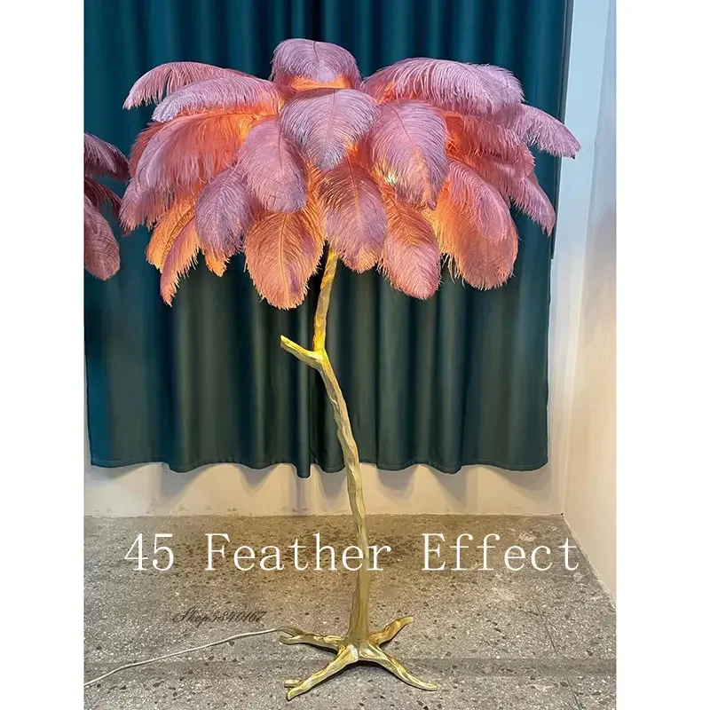 Imagem -02 - Ostrich Feather Floor Lamp Creative Floor Lights Resina Tree Standing Lamp para Sala de Estar Bedroom Desk E27 Designer Moderno