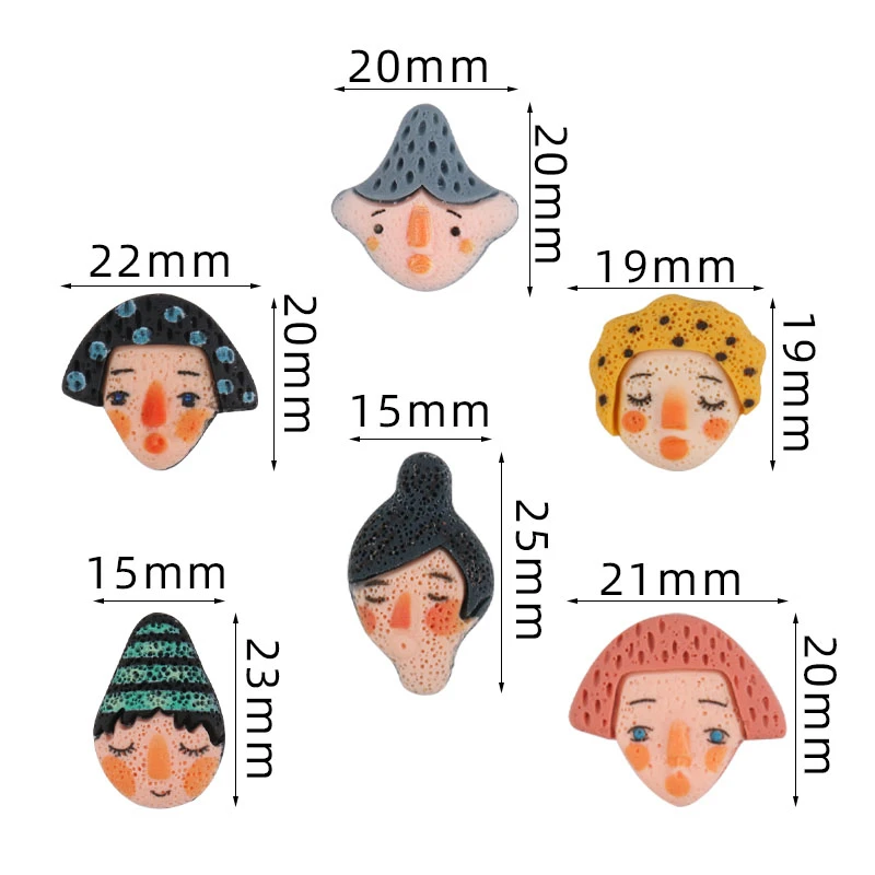 10pcs Funny Cartoon Avatar Resin Pendant Charms for Keychains Headwear Cute Hair Accessories DIY Jewelry Making Components