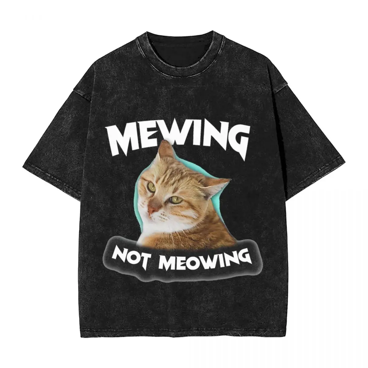 

Mewing Not Meowing T Shirts Hip Hop Washed Harajuku T-Shirt Vintage for Men Women Tops Streetwear Graphic Tees Printed Tops