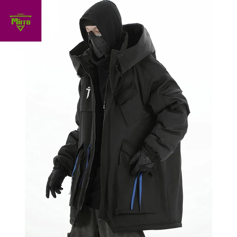 

Mulit Pocket Winter Jackets Techwear Tactical Coats Men Fashion Streetwear Oversized Parkas Warm Hooded Jacket Windbreaker 2023