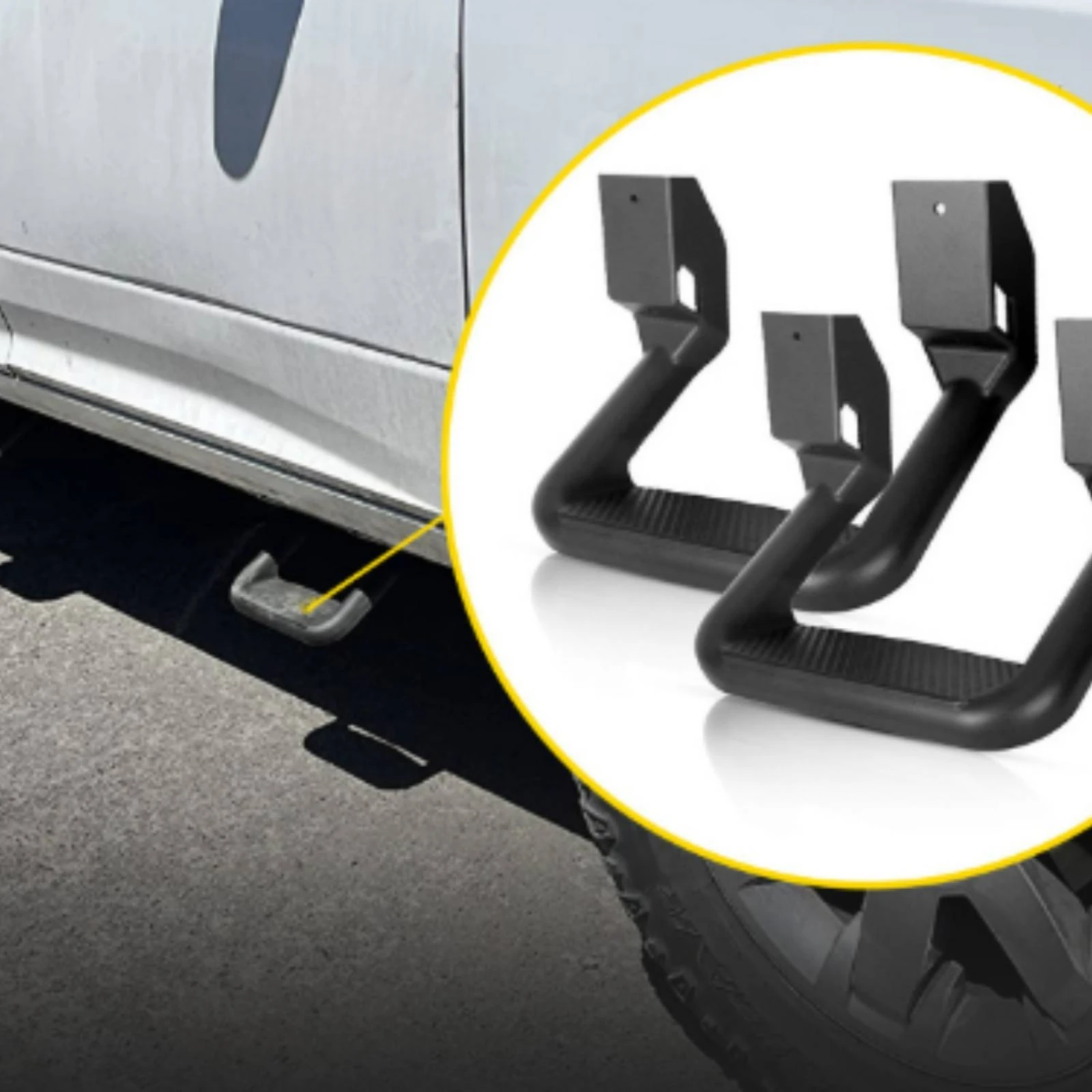 2 Pieces Pickup Truck Side Step Slip-Resistant Cylindrical Side Step with Mounting Brackets Foam Rods Heavy-Duty for Work Trucks