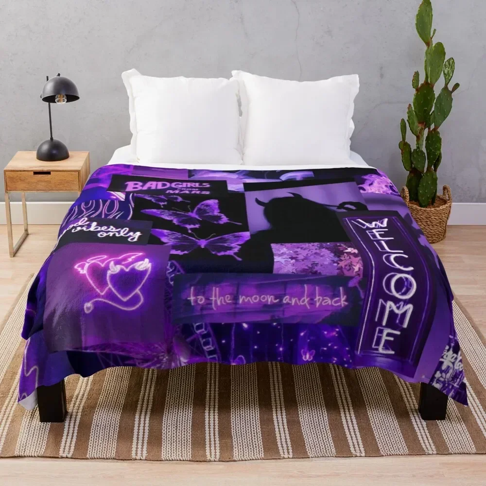 DARK PURPLE girl aesthetic Throw Blanket Travel Thermals For Travel Fashion Sofas Stuffeds Blankets