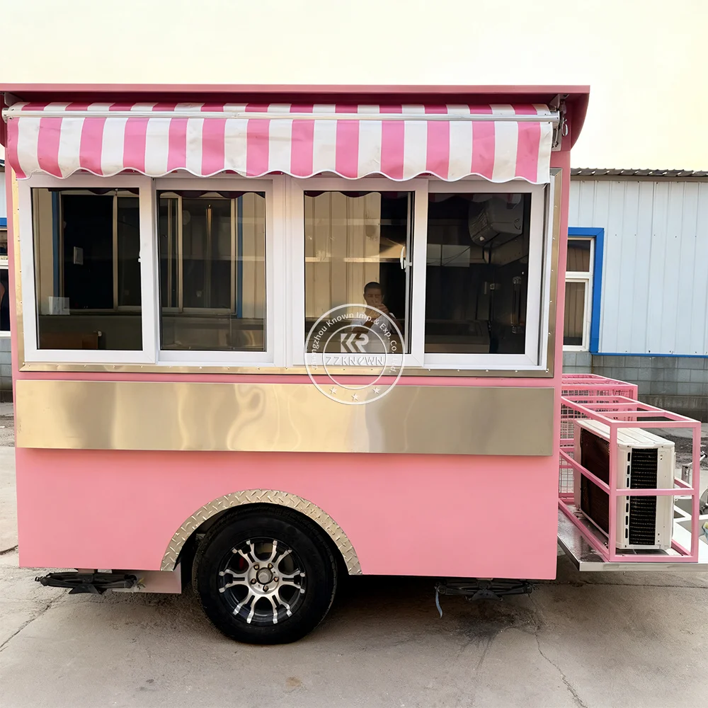 

Stainless Steel Fully Equipped Street Ice Cream Cart Outdoor Fast Food Trailer Mobile Hot Dog Truck Concession Food Truck