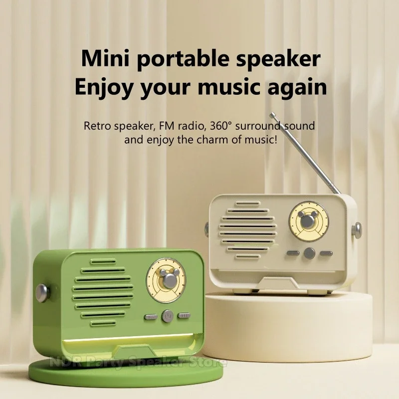 Wireless Bluetooth Heavy Bass Speaker Stereo Sound Mini Woofer Speaker USB TF Card Mini Outdoor Portable Retro Speaker FM Radio