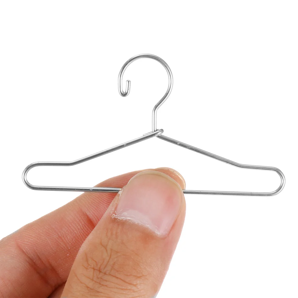 10 Pcs Mini Hanger Dress Holder Clothes Toy House Metal Rack Coat Stand Fairy Accessory Wardrobe Small Dolls Organizer