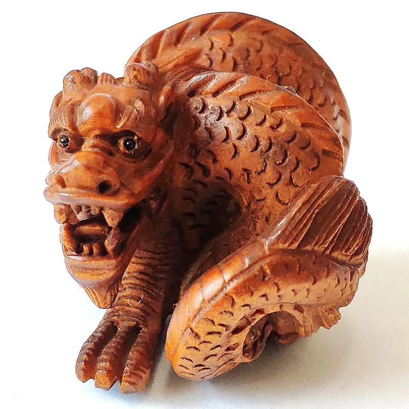 

Y8135 - 2 " Hand Carved Japanese Boxwood Netsuke Carving Figurine - Dragon