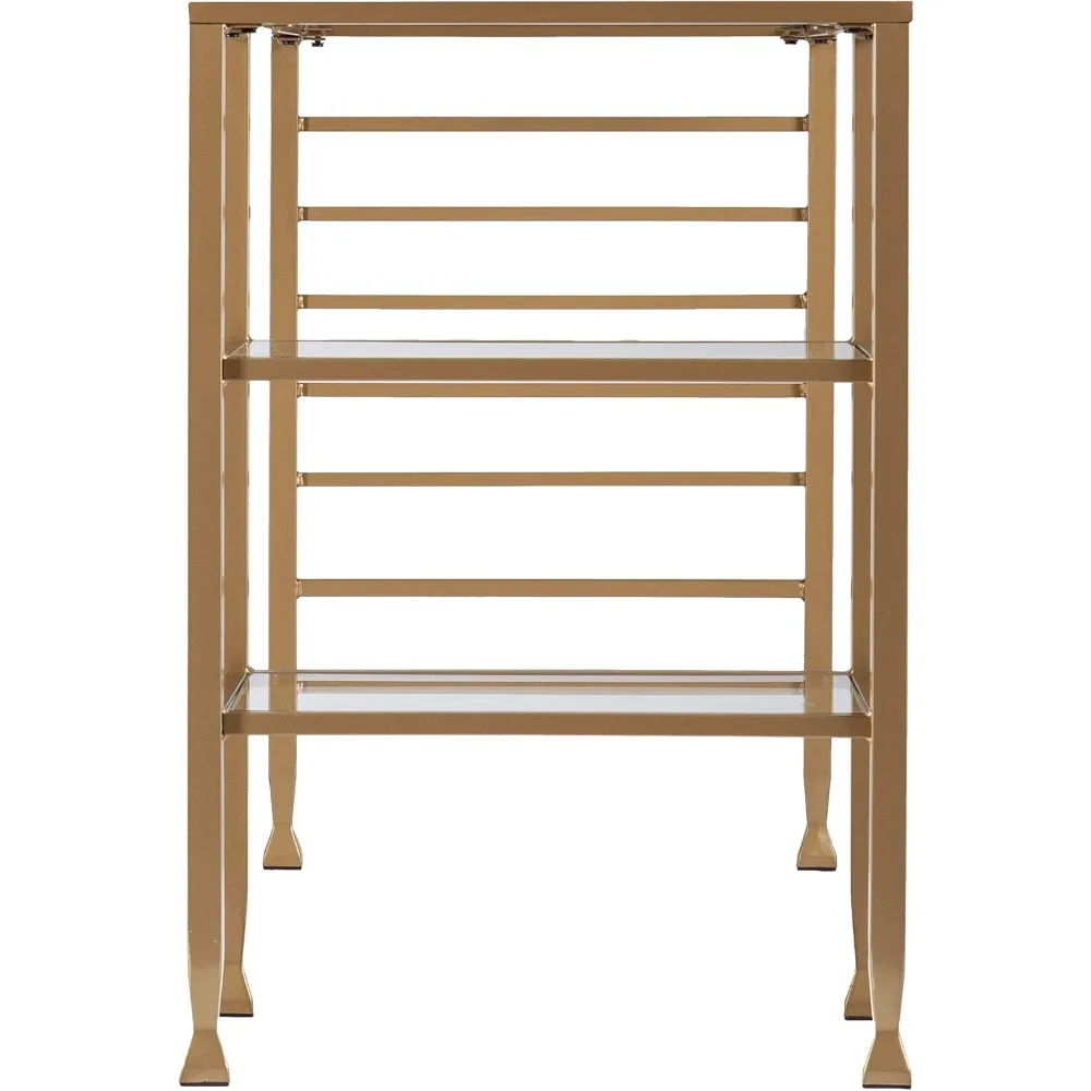 Furniture Gold Metal/Glass Writing Desk, Soft Gold