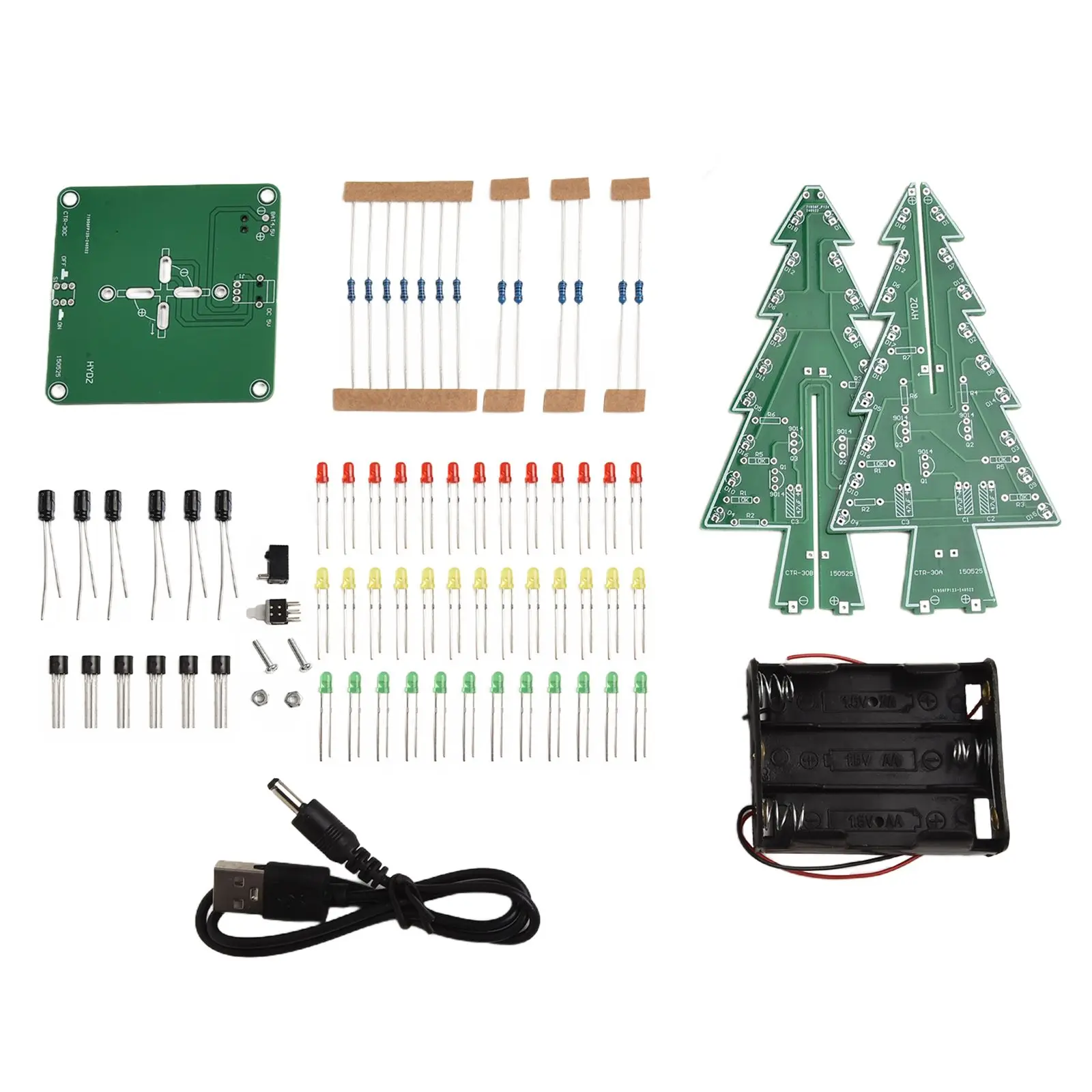 DIY 3D LED Flash Circuit Kit Three-Dimensional Christmas Tree Electronic Fun Kit Home Party Ornament Decor Christmas Decoration