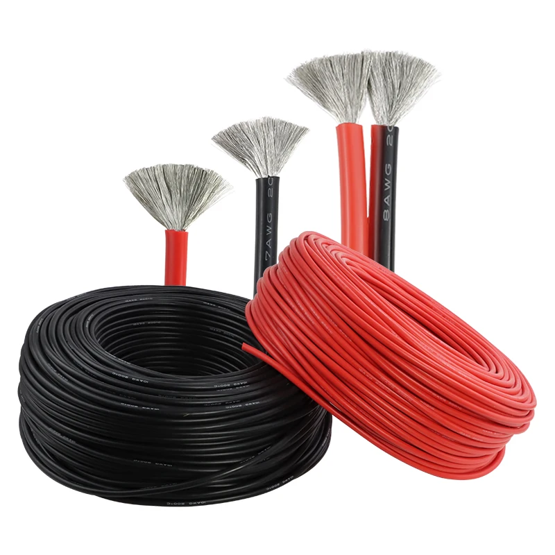 Flexible Silicone Cable Ultra Soft Red Black Electrical Wires For Battery Car Inverter 30/28/26/24/22/20/18/17/16/15/14/13/12AWG