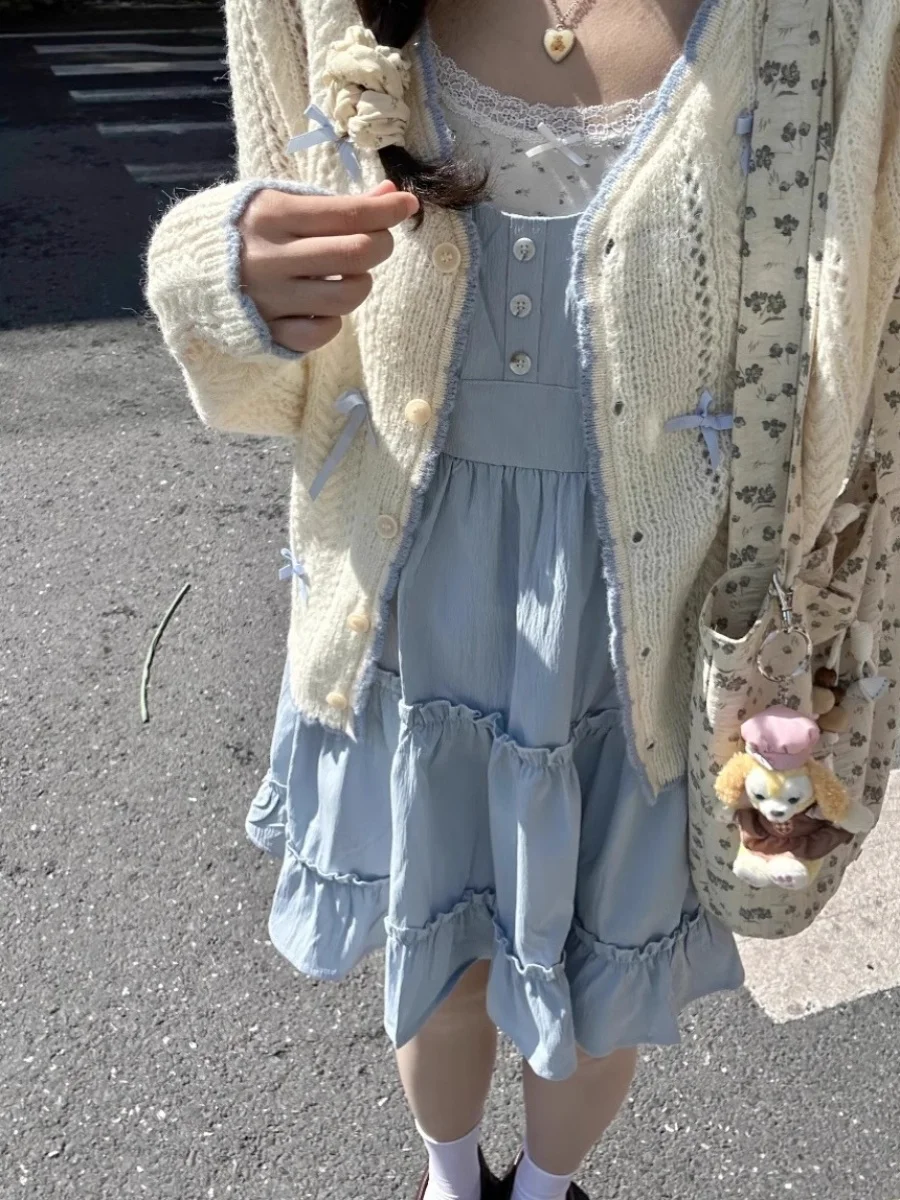 

V-Ne Knot Long Sve ажурный ор вязаный кардиган женский ранний весенний однотонный трикотаж Bask Pure Color