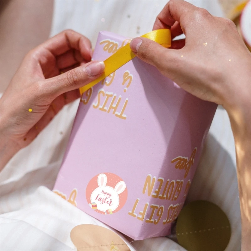 500pcs Easter Stickers 6 Designs Easter Rabbit Round Stickers Happy Easter Label