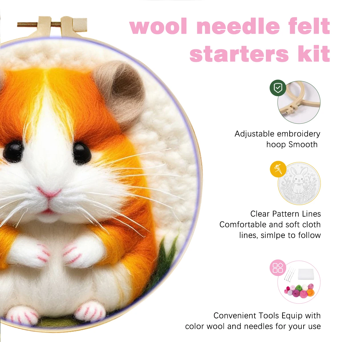 RUOPOTY Needle Felting Kit Handmade Cute Squirrel Diy Idea Animal Wool Felting Needles DIY Felt Craft Kit Felt Craft For Adults