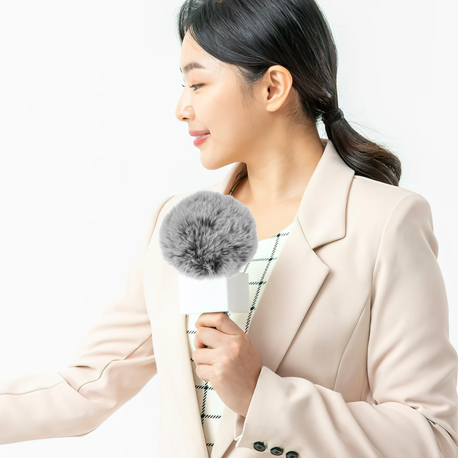 

Artificial Microphone Cover Windproof Washable Reusable Mic Protective Cover For Most Mics Live Streaming Studio Recording