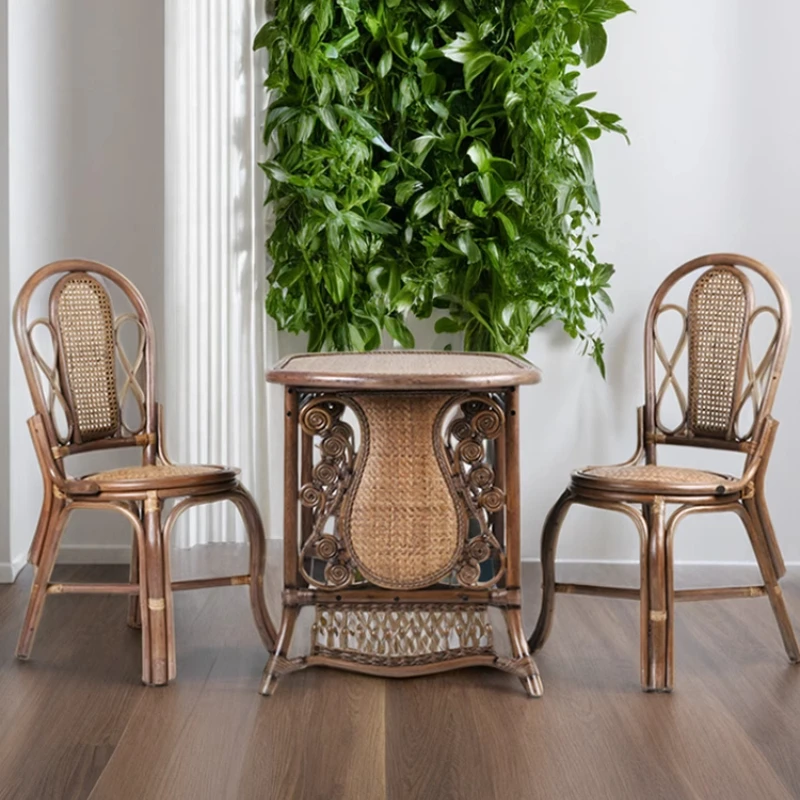 

Balcony rattan chair three-piece set, home rattan leisure one table and two chairs combination tea chair back chair