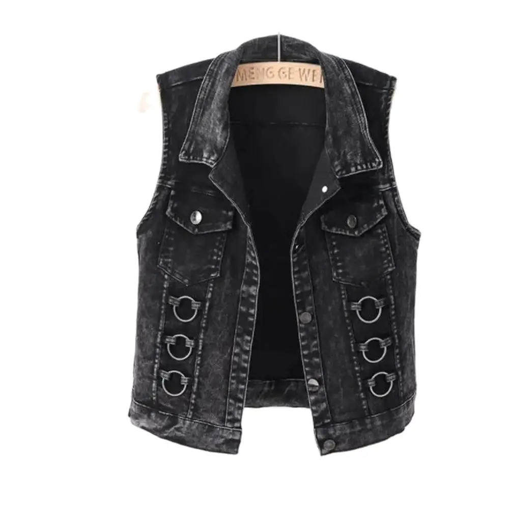 2024 Female Casual Sleeveless Jacket Single-breasted Pocket Female Waistcoat Gilet New White Denim Vest  Women Jeans Veste S-5XL