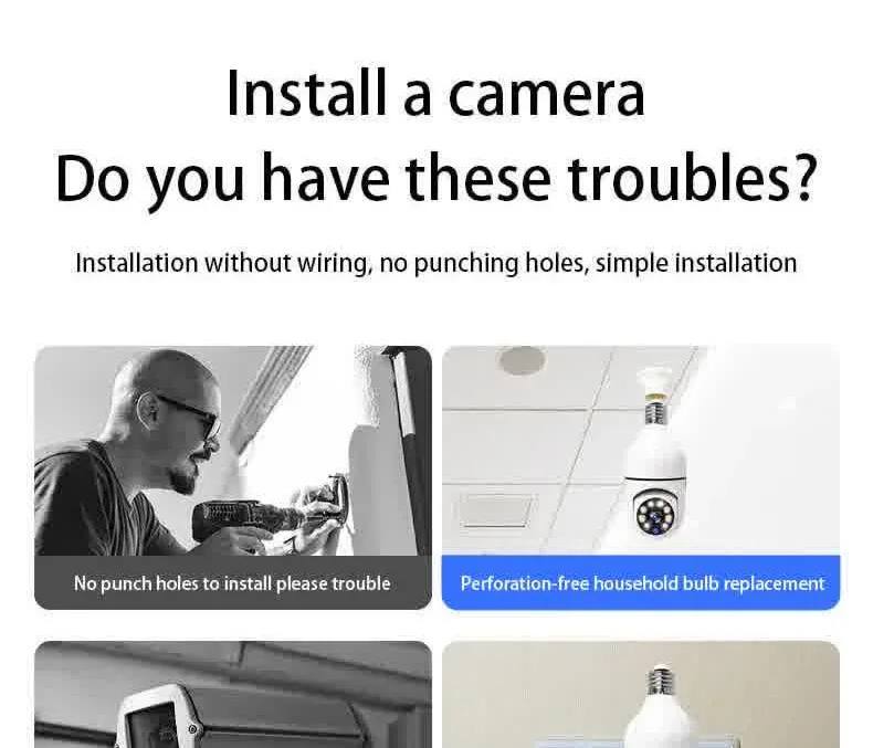 CARPBABA ICSEE 1080P Wifi Bulb E27 Surveillance Camera Full Color Night Vision 360° Rotating Tracking Two-way Talk Smart Home