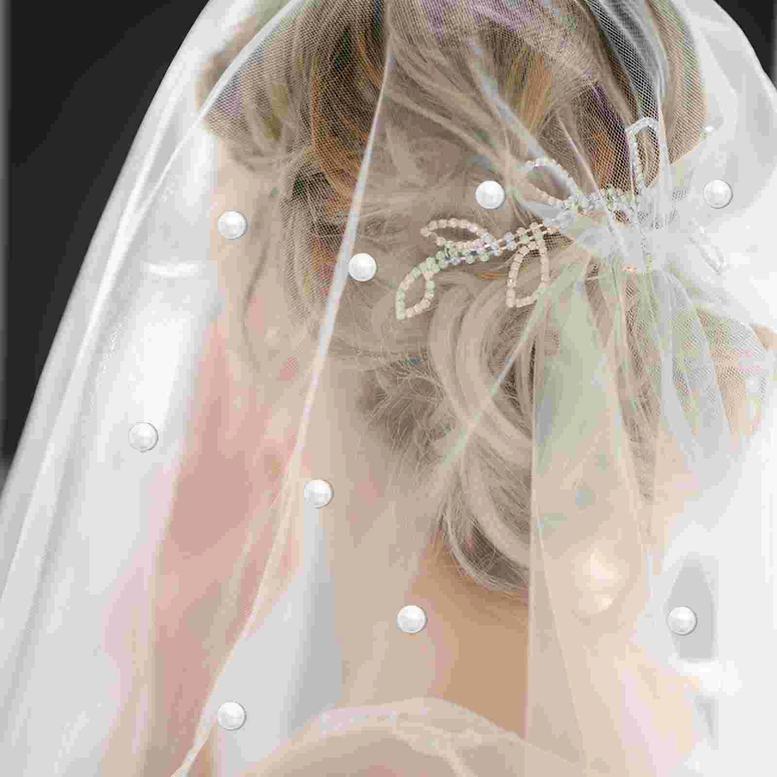 10 Pairs Wedding Dress Bridal Decoration Magnetic Double-sided Artificial Pearls Silver Miss Cape Veil Metal Hijab